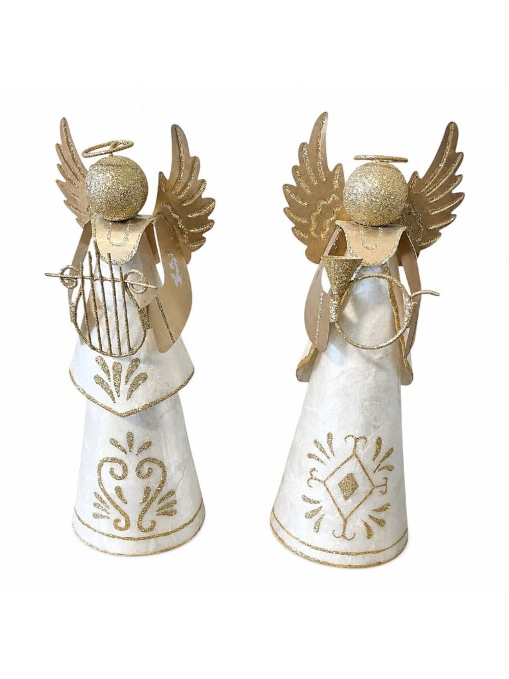 Pier 1 Angel Figurines Set of 2 Gold White Christmas Decor Philippines